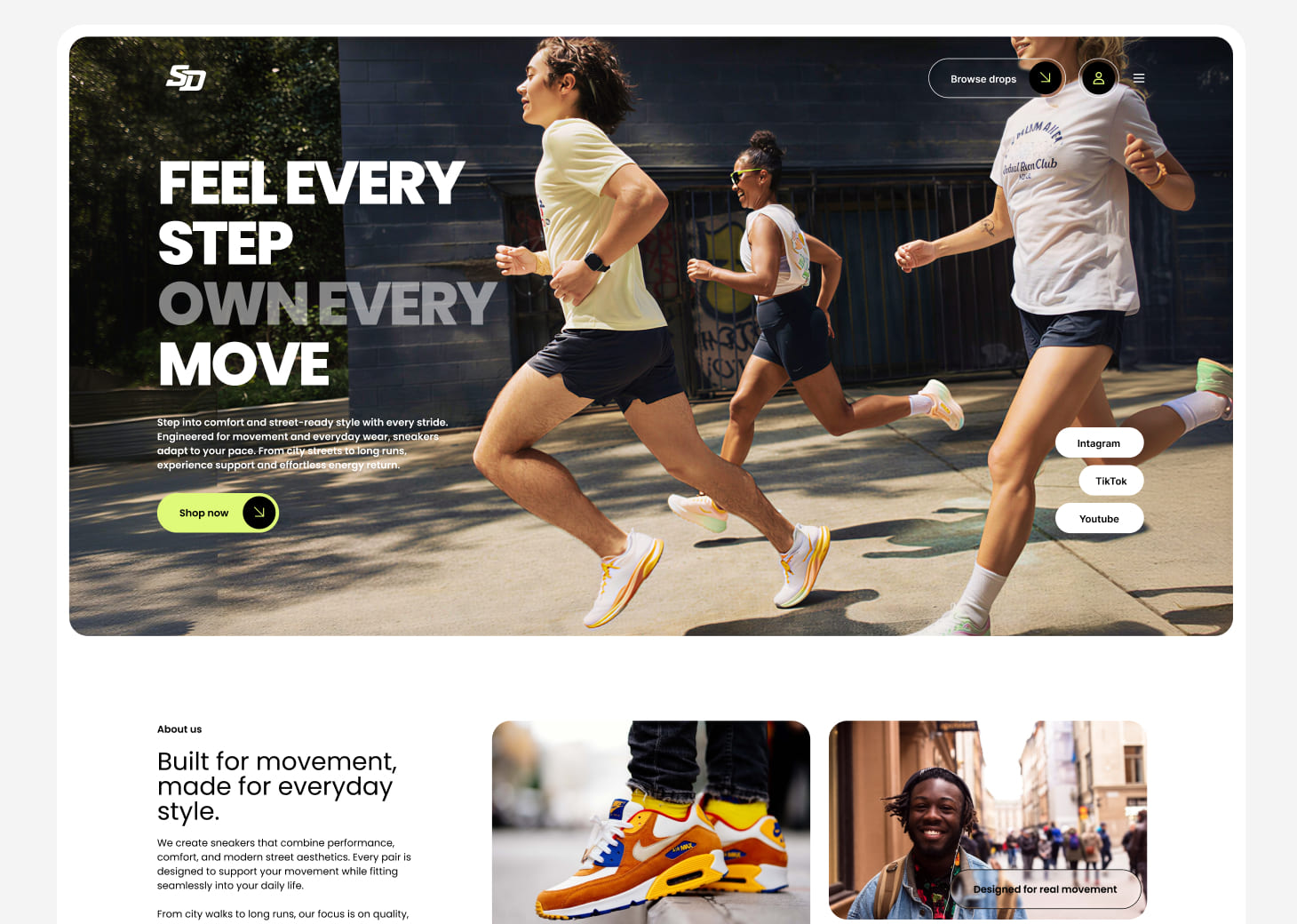 Aurex sneaker e-commerce UI UX project preview